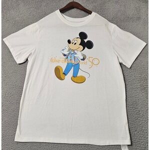 Disney Walt Disney World Short Sleeve 50th Anniversary T Shirt Size Large‎ White